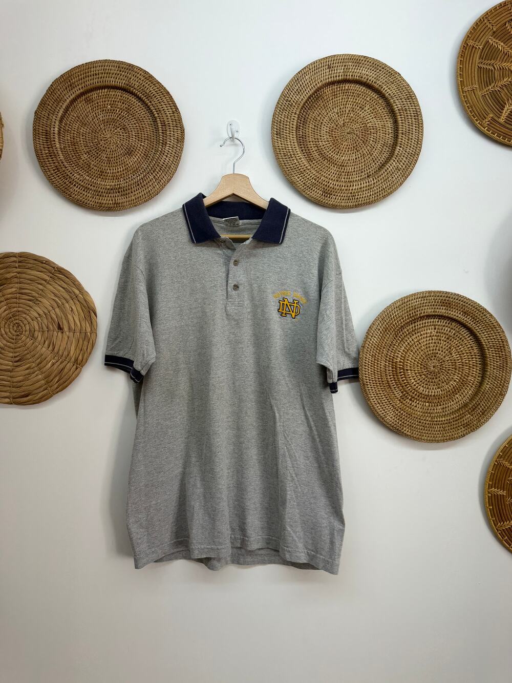 Vintage Notre Dame Polo T-Shirt Mens Large